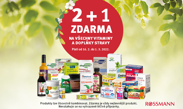 Akce 2 + 1 ZDARMA na všechny vitaminy a doplňky stravy