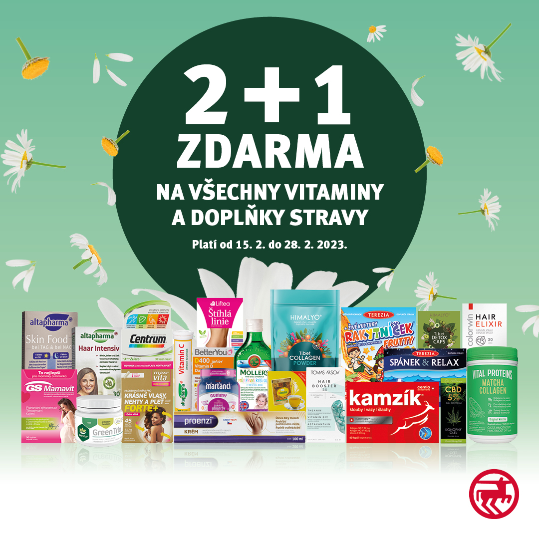 Akce 2 + 1 ZDARMA na všechny vitaminy a doplňky stravy