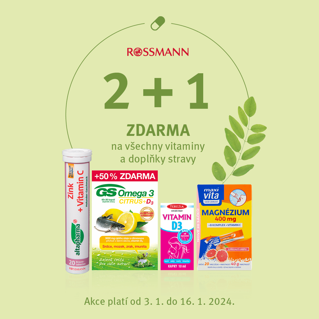 2 + 1 zdarma na vitaminy a doplňky stravy